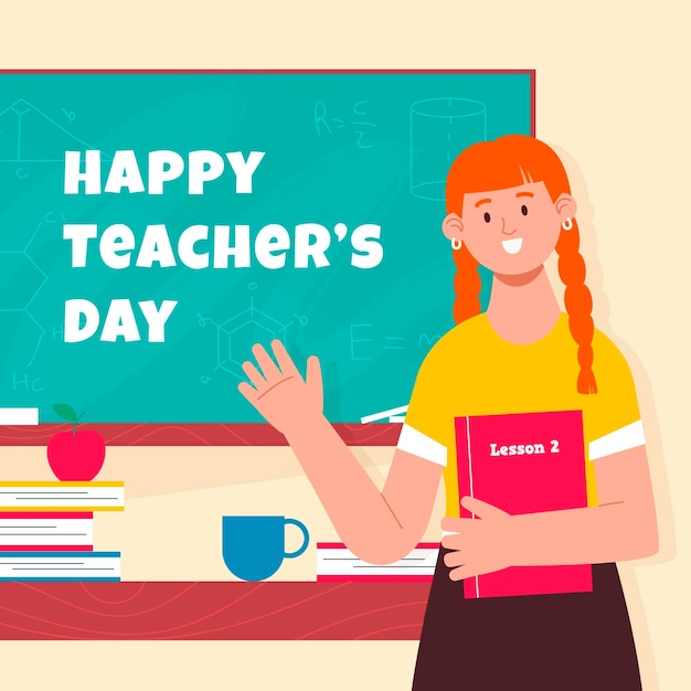 Flat teachers' day illustration