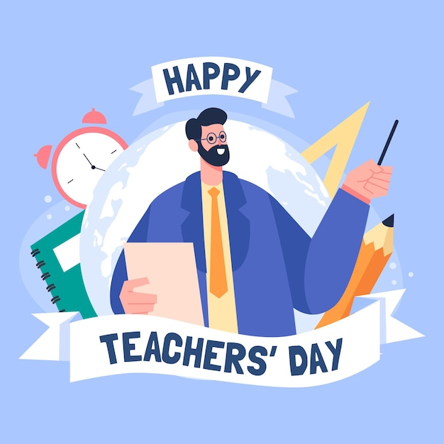 Vector flat teachers' day illustration