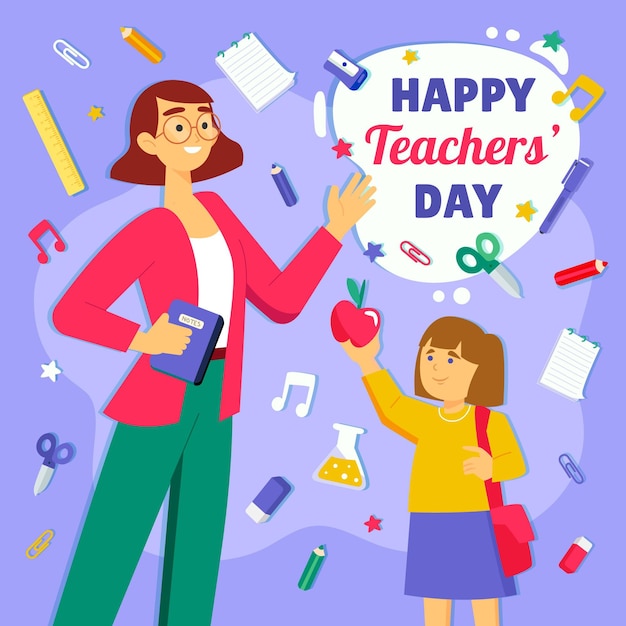 Vector flat teachers' day illustration