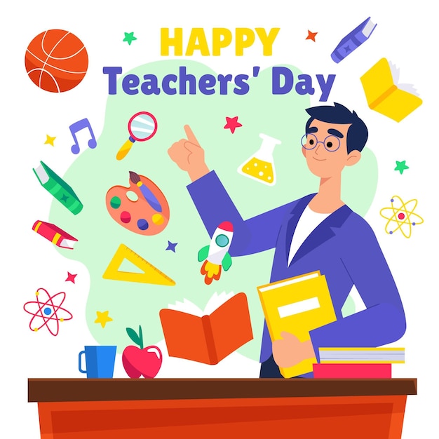 Flat teachers' day illustration