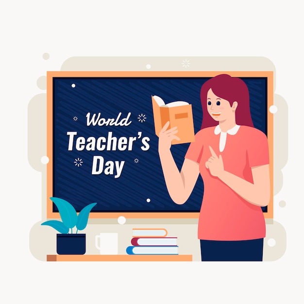 Flat teachers' day illustration