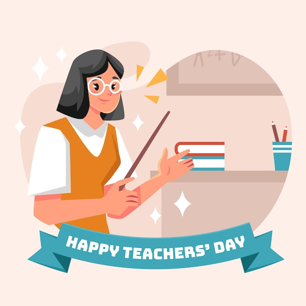 Flat teachers' day illustration