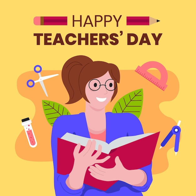 Flat teachers' day illustration