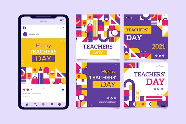 Flat teachers' day instagram posts collection