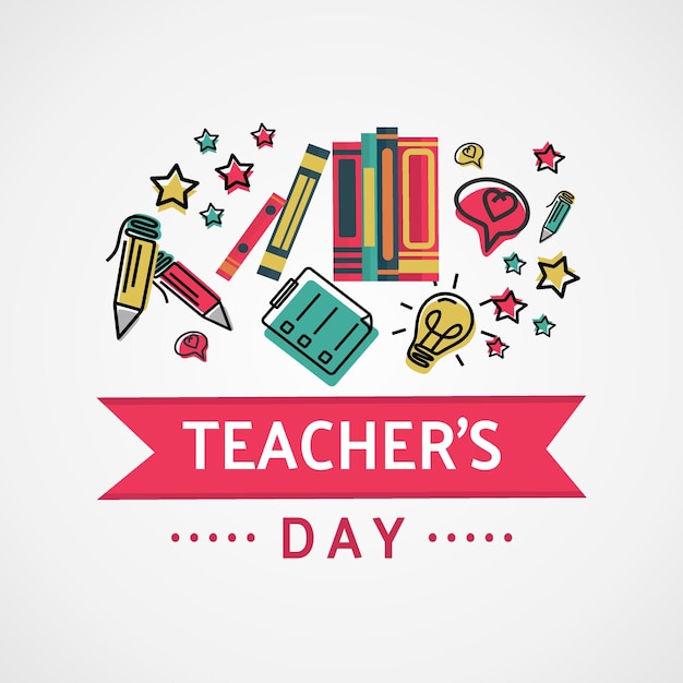 Flat teachers' day poster template and backround