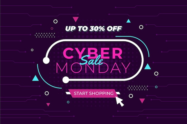 Vector flat technology cyber monday background