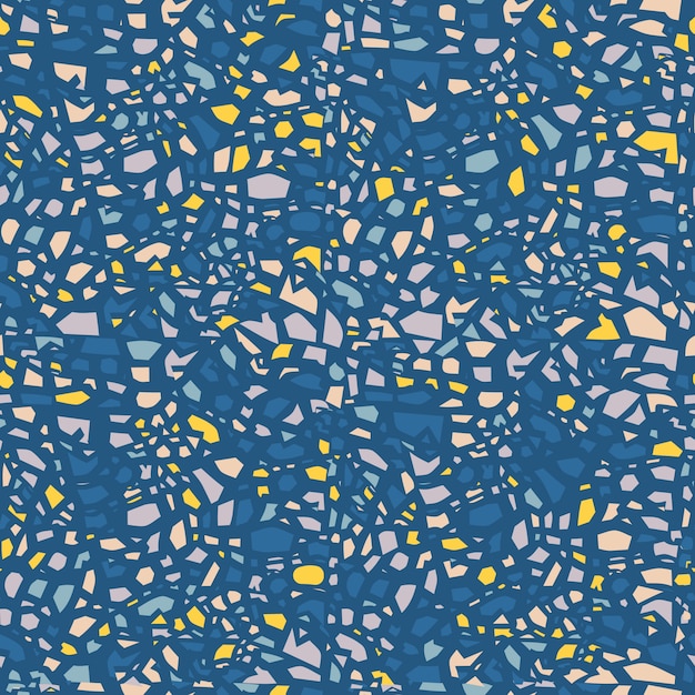 Flat terrazzo flooring small crumbs on color backdrop seamless pattern