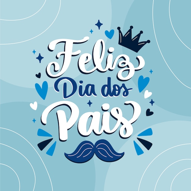 flat text illustration for brazilian father's day celebration