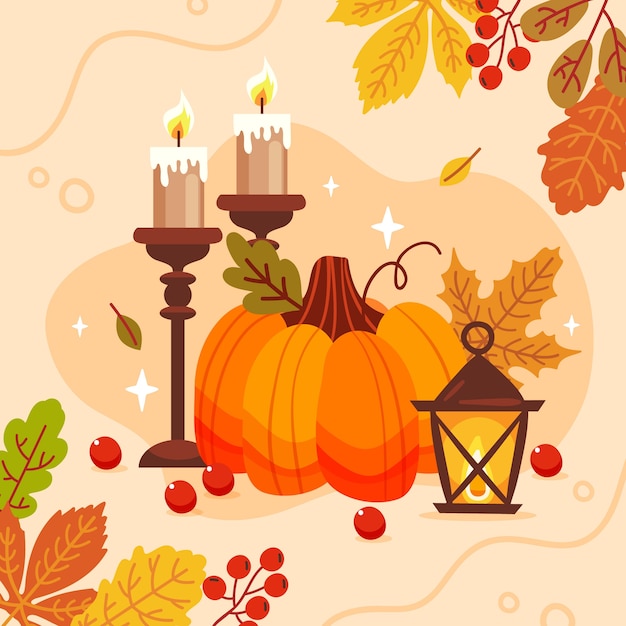 Flat thanksgiving celebration illustration