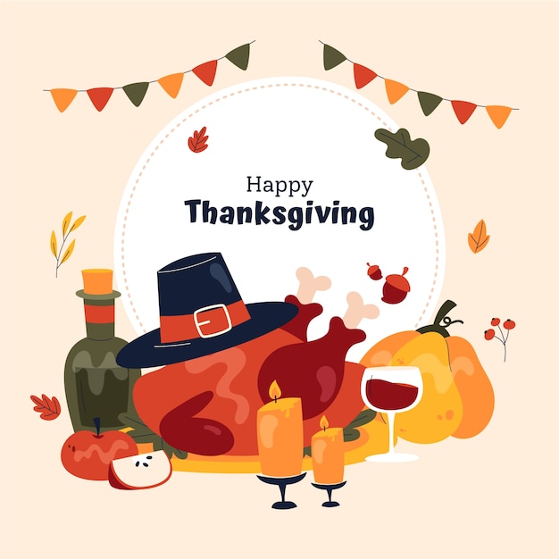 Vector flat thanksgiving celebration illustration