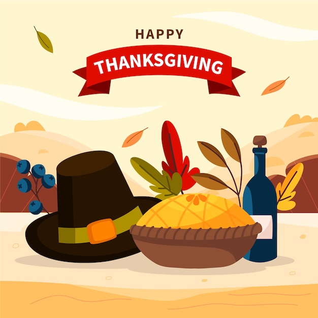 Flat thanksgiving celebration illustration