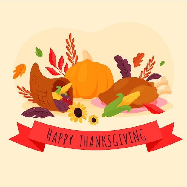 Flat thanksgiving celebration illustration