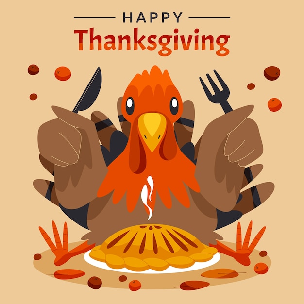flat thanksgiving celebration illustration