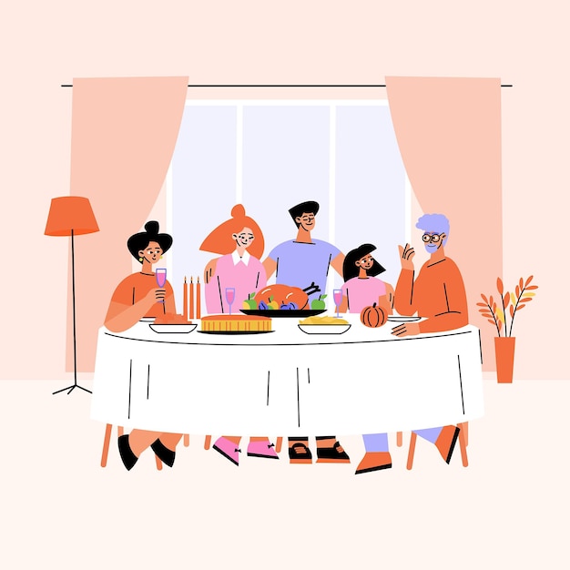 Vector flat thanksgiving illustration