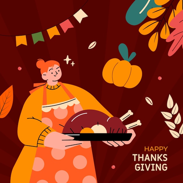 Flat thanksgiving illustration