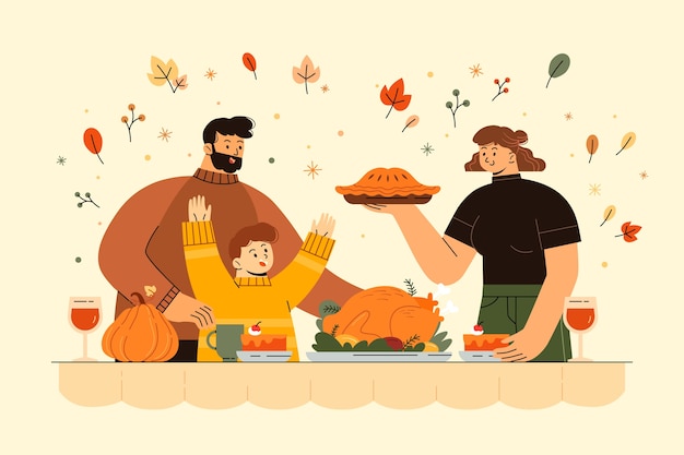 Vector flat thanksgiving illustration