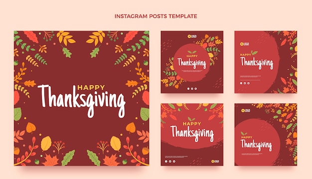 Flat thanksgiving instagram posts collection