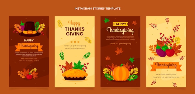 Vector flat thanksgiving instagram stories collection