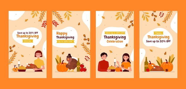 Flat thanksgiving instagram stories collection