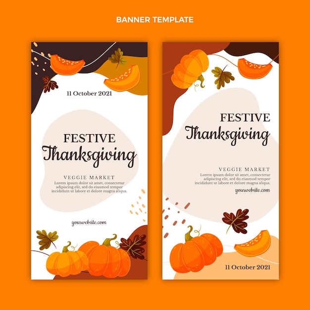 Flat thanksgiving vertical banners set