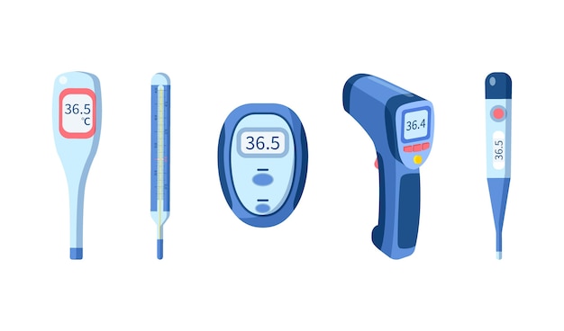 flat thermometer types illustration