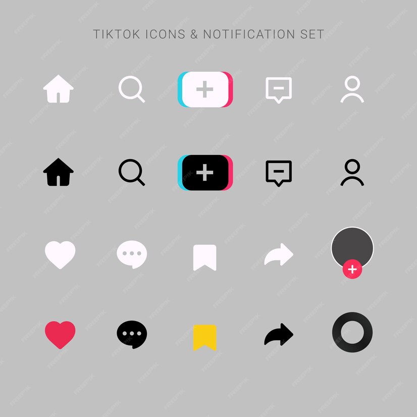 Premium Vector | Flat tiktok icons and notifications set