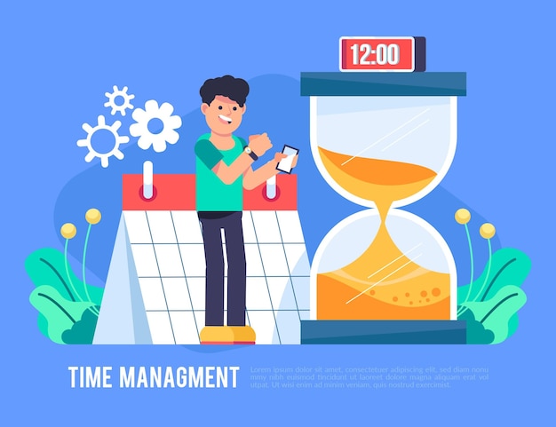 Flat time management concept geïllustreerd