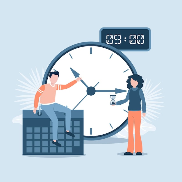 Flat time management concept geïllustreerd
