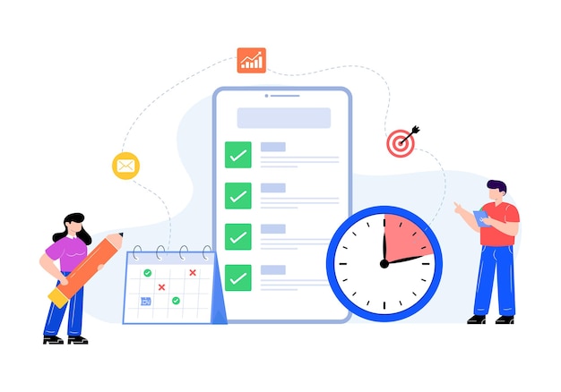 Vector flat time management illustration design