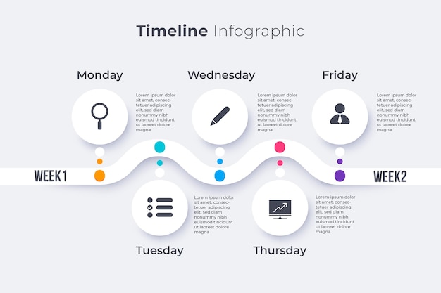 Modello di infografica timeline piatta