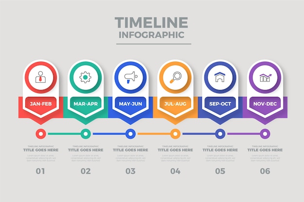 플랫 타임 라인 infographic 템플릿