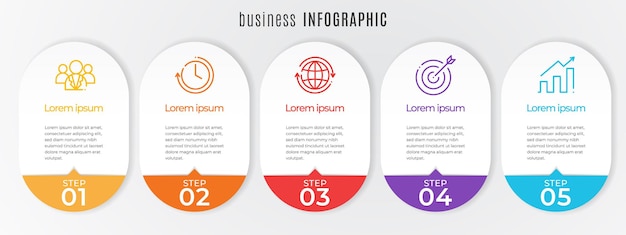 플랫 타임 라인 Infographic 템플릿