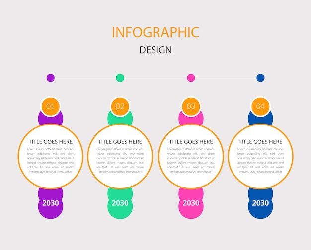 フラットタイムラインインフォグラフィックテンプレート