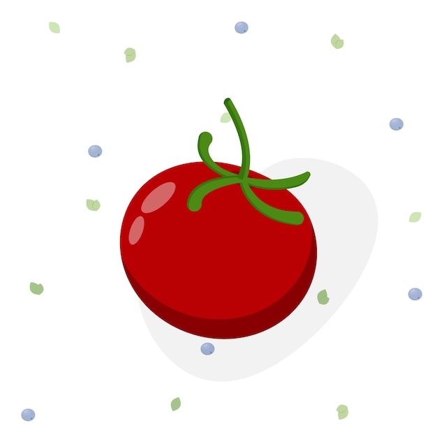 Vettore pomodoro piatto su sfondo bianco in stile cartone animato