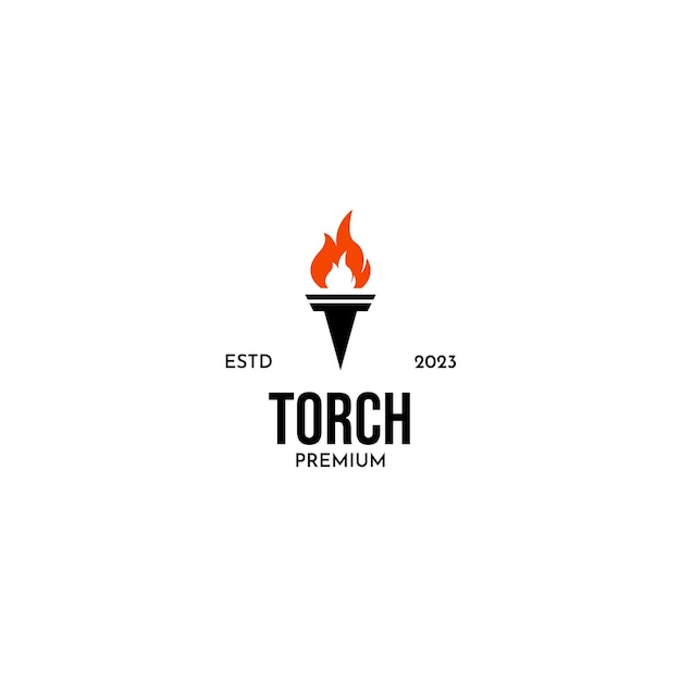Flat torch logo fire design vector illustration