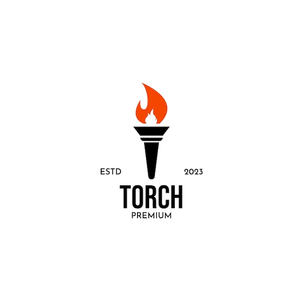 Torcia piatta logo fire design illustrazione vettoriale