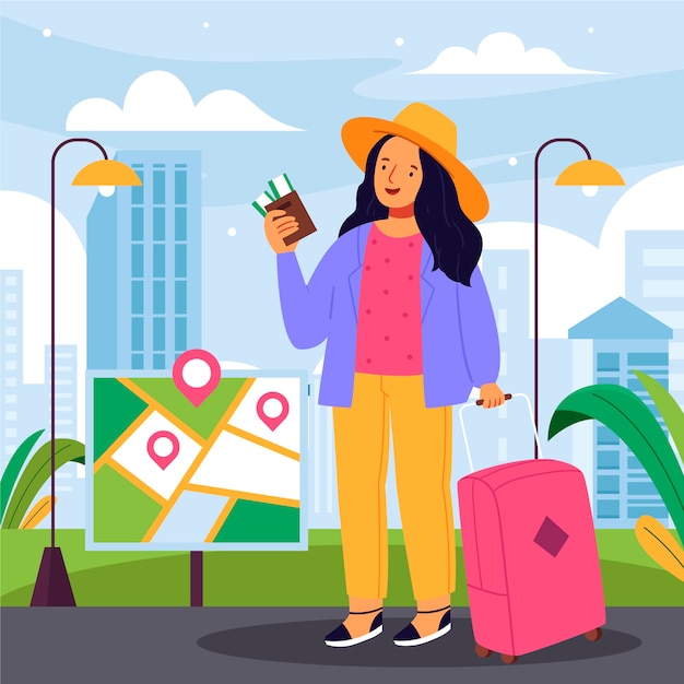 flat tourist illustration