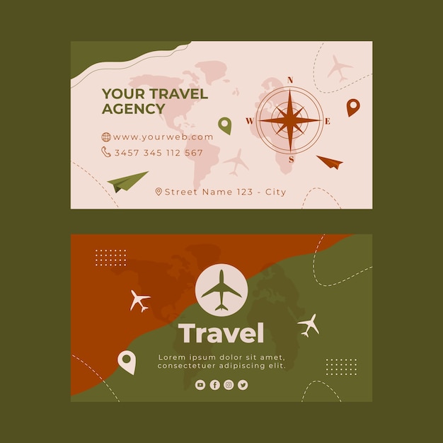 Vector flat travel agency horizontal business card template