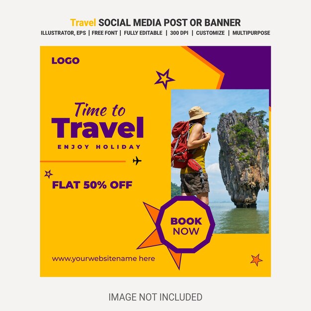 フラット旅行代理店Instagram投稿テンプレート