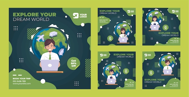 flat travel agency instagram posts collection