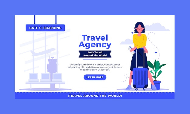 Flat travel agency social media promo template