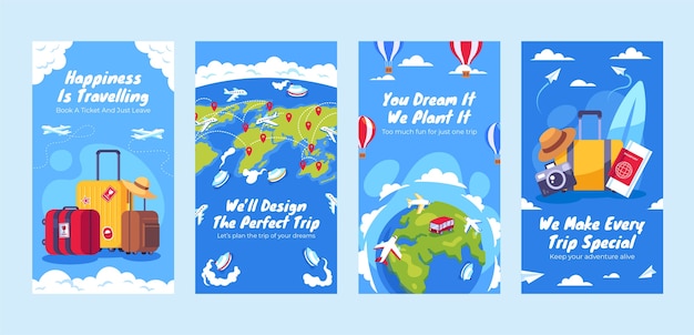 flat travel and exploration instagram stories collection