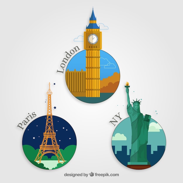 Vector flat travel icons