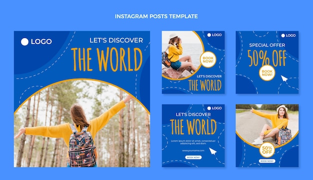 Flat travel instagram post