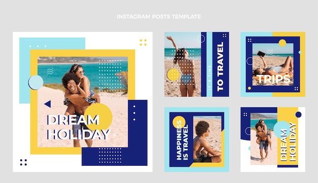 Vector flat travel instagram post