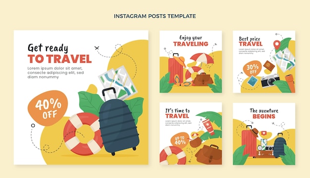 Vector flat travel instagram post