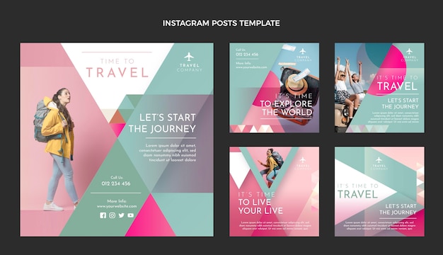 Vector flat travel instagram post