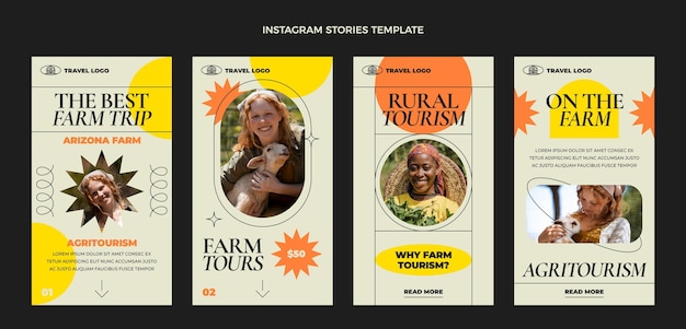 Vector flat travel instagram stories collection