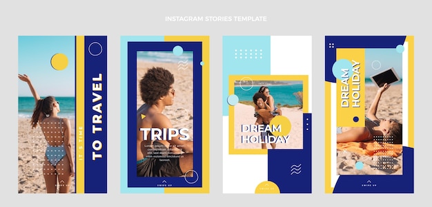 Vector flat travel instagram stories