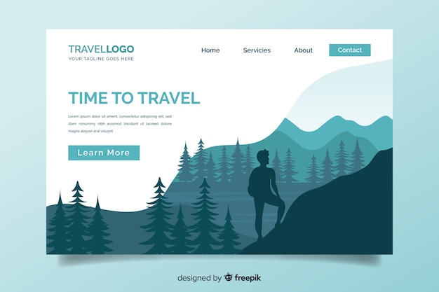 Flat travel landing page template